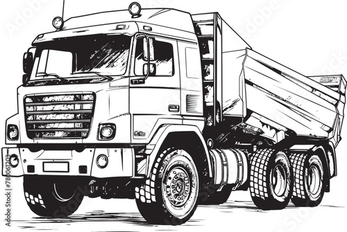 Sketchy Haulage: Vector Sketch of Dump Truck Logo Dump Truck Canvas: Sketch Icon Design