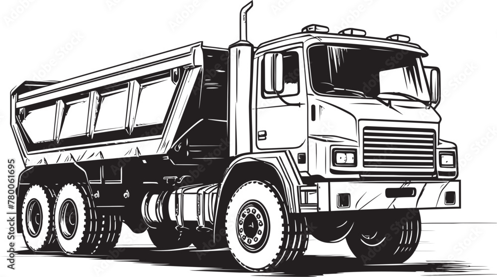 Dump Truck Express: Vector Logo Sketch Sketchy Freight Carrier: Dump Truck Sketch Icon