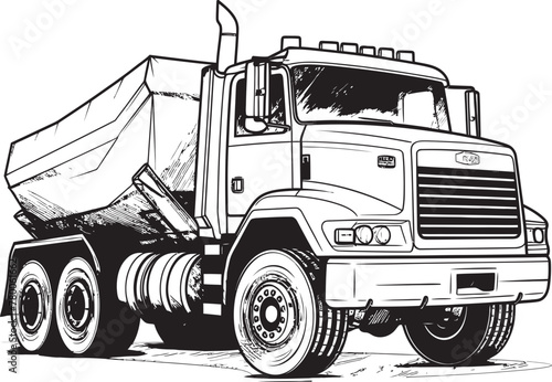 DumpArtistry: Vector Sketch of Dump Truck Logo HaulerSketch: Sketch Icon of Dump Truck