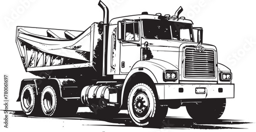 Sketchy Freight Carrier: Dump Truck Sketch Icon Vector Dump Blueprint: Sketch Emblem Design
