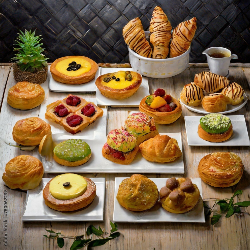breakfast with coffee and croissant breakfast with coffee and croissant