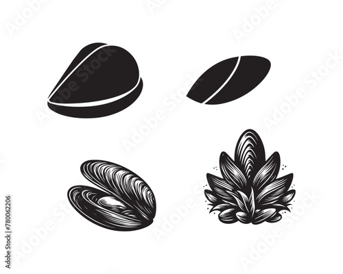mussel silhouette vector icon graphic logo design photo
