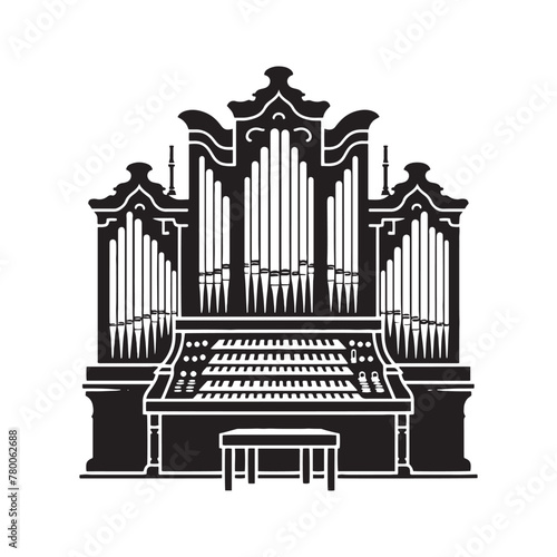Eloquent Organ Design: Intricate Organ Silhouette, Accompanied by Minimalist Vector Rendering, Organ Illustration - Minimallest Organ Vector
