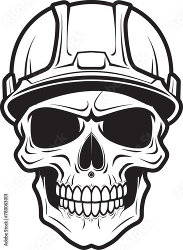 Skull Safety Sentinel: Construction Helmet Vector Logo Scaffold Skull Sentry: Worker Emblem Design