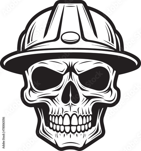 Scaffold Skull Sentry: Worker Emblem Design Hardhat Reaper Icon: Construction Skull Logo