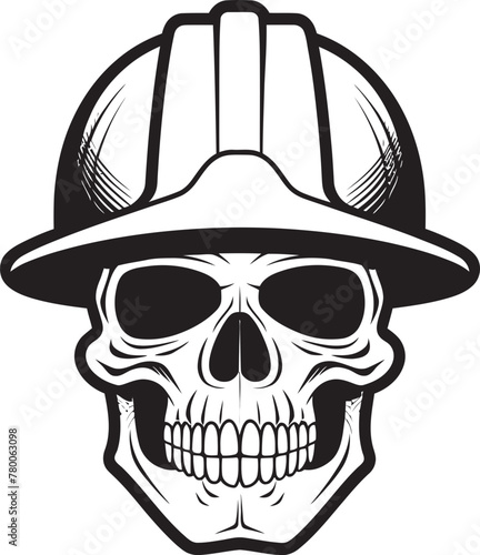 Scaffold Skull Sentry: Worker Emblem Design Skull Safety Sentinel: Construction Helmet Vector Logo