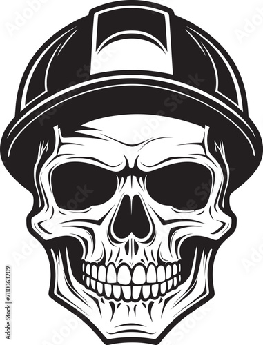 Construction Warden: Vector Logo Design for Site Safety Skull Engineer: Iconic Helmet-Wearing Skull Graphics