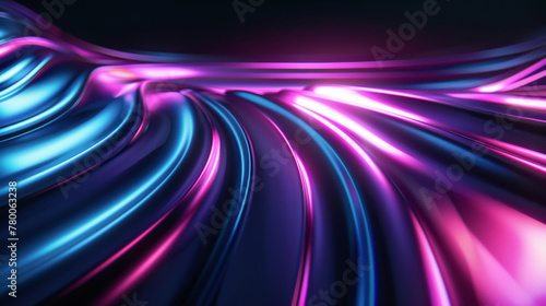 Futuristic glowing neon waves with a smooth, flowing design on a dark backdrop