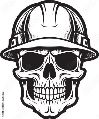 Hardhat Reaper Icon: Construction Skull Logo Construction Reaper Emblem: Skull in Hardhat Logo