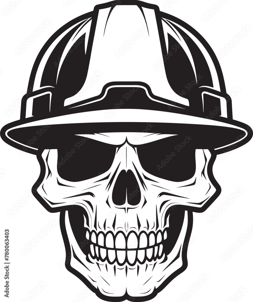 Hard Hat Sentinel: Iconic Helmet-Wearing Skull Graphics Construction Guardian: Vector Logo Design for Site Safety