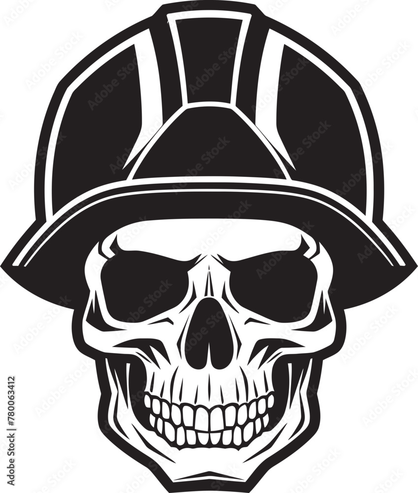 Scaffold Sentinel: Skull Worker Helmet Icon Safety Sentinel: Construction Helmet Vector Emblem