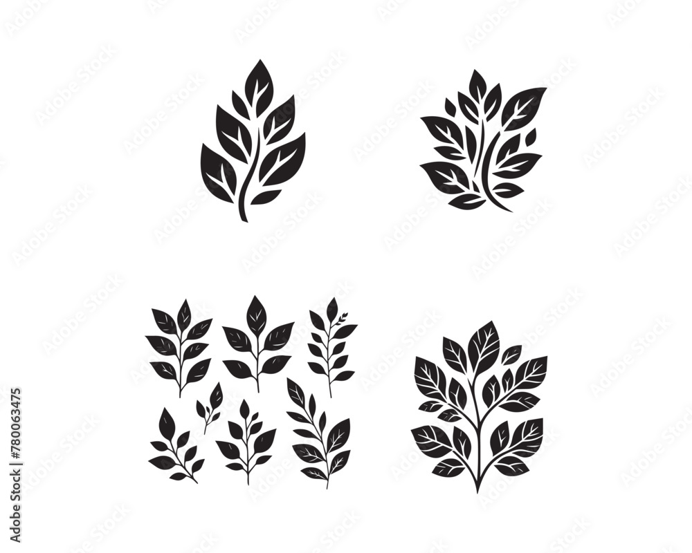 leaf silhouette vector icon graphic logo design