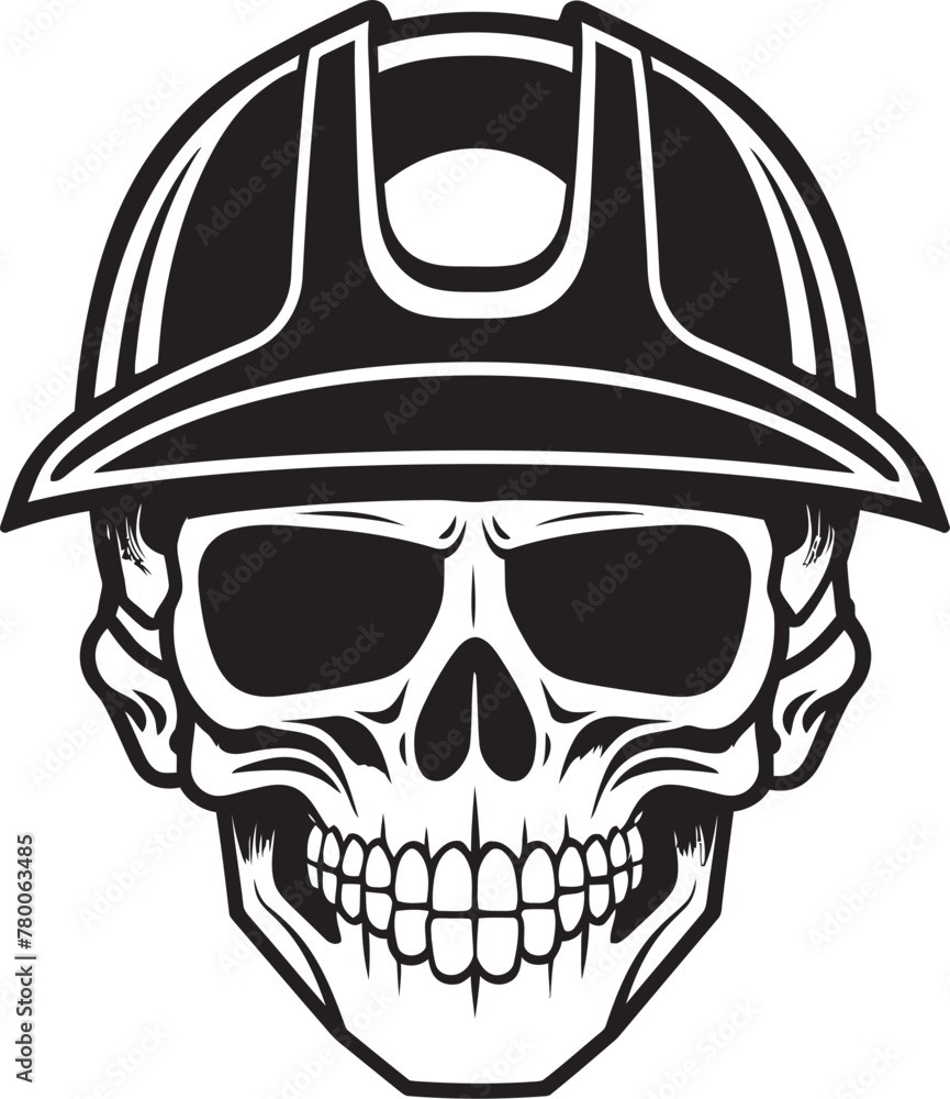 Construction Sentinel: Iconic Helmet-Wearing Skull Graphics Skull Constructor: Vector Logo Design for Construction Professionals