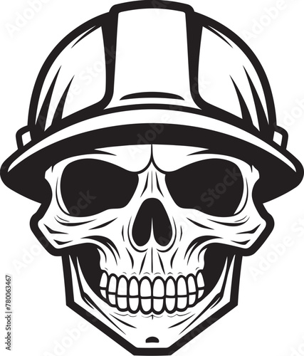 Skull Architect: Iconic Skull in Construction Helmet Graphics Hard Hat Sentry: Vector Logo Design for Construction Sites