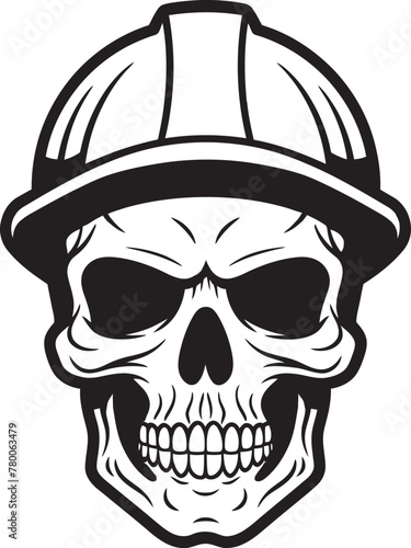 Hard Hat Sentry: Vector Logo Design for Construction Sites Construction Sentinel: Iconic Helmet-Wearing Skull Graphics