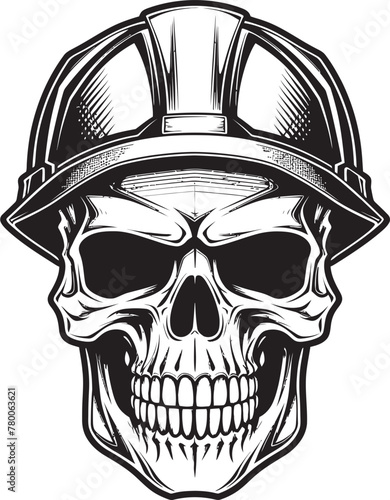Hard Hat Sentinel: Iconic Skull in Construction Helmet Graphics Construction Vigilante: Vector Logo Design for Site Safety