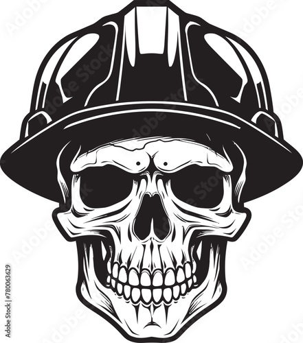 Construction Warden: Iconic Skull in Construction Helmet Graphics Skull Scaffold: Vector Logo Design for Site Safety