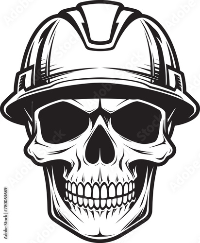 Construction Guardian: Vector Logo Design for Site Safety Skull Constructor: Iconic Skull in Construction Helmet Graphics