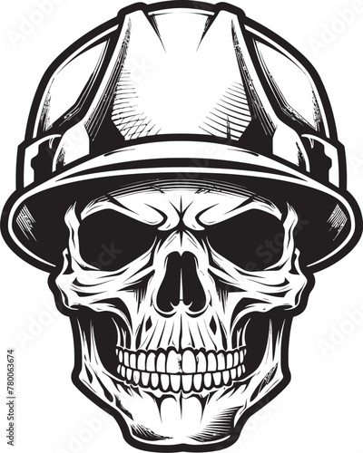 Construction Protector: Iconic Skull in Construction Helmet Graphics Skull Engineer: Vector Logo Design for Construction Professionals