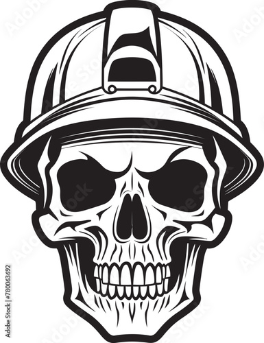 Hard Hat Protector: Iconic Helmet-Wearing Skull Graphics Construction Warden: Vector Logo Design for Site Safety