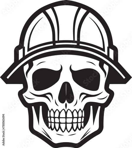 Construction Warden: Vector Logo Design for Site Safety Skull Scaffold: Iconic Skull in Construction Helmet Graphics