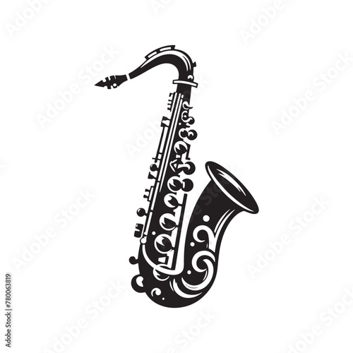 Soulful Sonata: Expressive Saxophone Silhouette, Translated into Stunning Illustration and Minimal Vector, Saxophone Illustration - Minimallest Saxophone Vector
