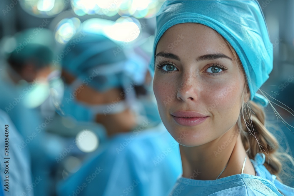 Qualified woman surgeon operating in state-of-the-art OR environment Qualified woman surgeon operating in state-of-the-art OR environment