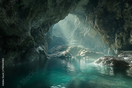 beautiful cave with a river