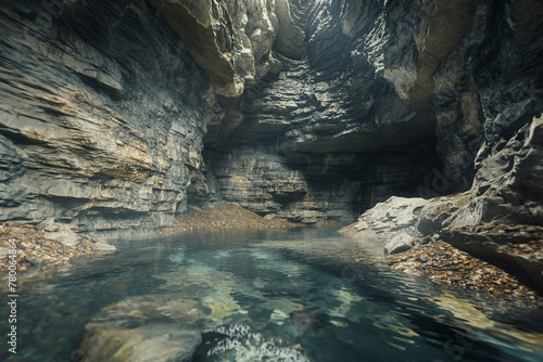 beautiful cave with a river