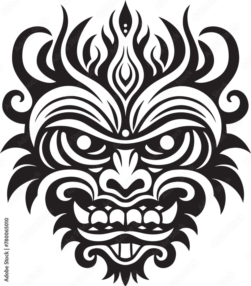 Cultural Creations: Traditional Mask Icon Design Ethereal Essence: Bali Mask Vector Emblem