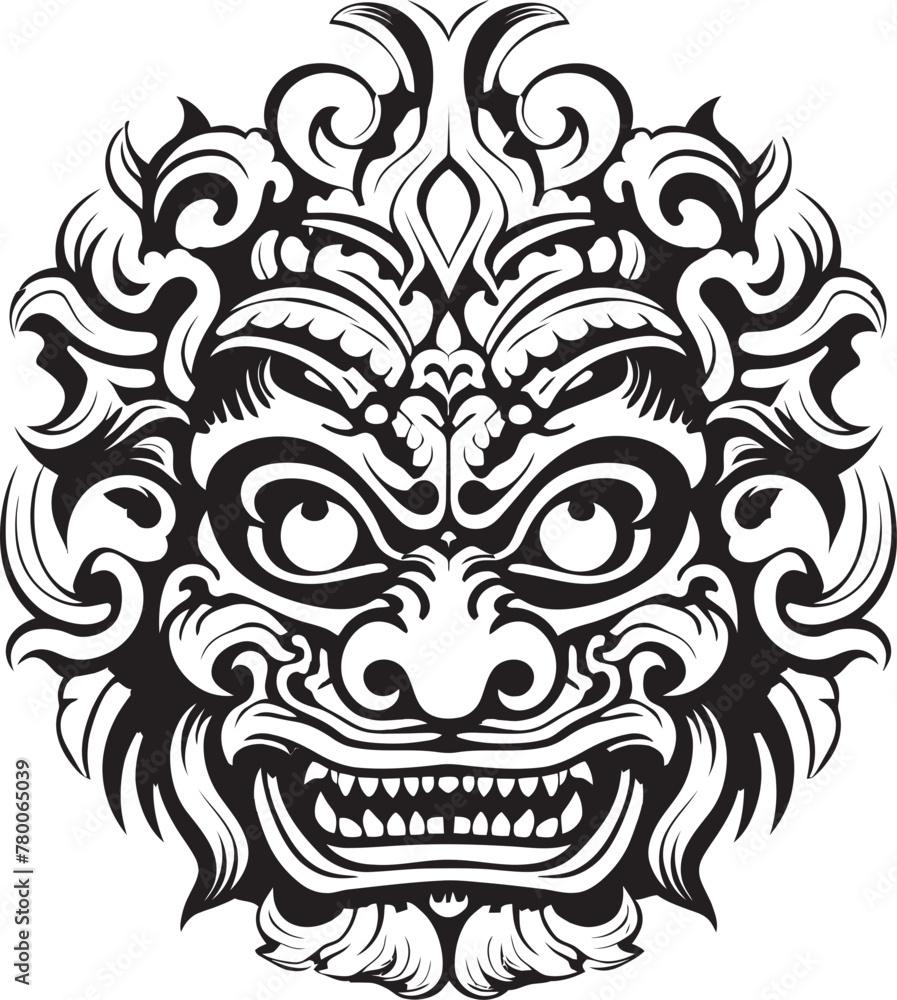 Ancient Artistry: Traditional Bali Mask Vector Design Tribal Tribute: Bali Mask Icon Emblem