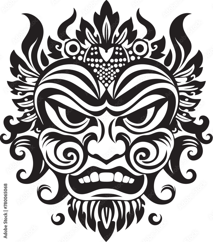 Island Inspirations: Bali Mask Vector Logo Spiritual Symbols: Traditional Balinese Mask Icon