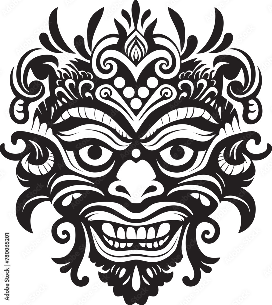 Mystical Metamorphosis: Bali Mask Vector Icon Graphics Ethereal Elegance: Traditional Balinese Mask Emblem