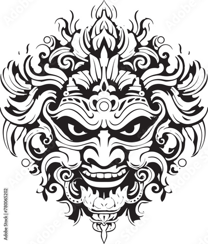 Spiritual Splendor: Traditional Mask Logo Design Mystical Metamorphosis: Bali Mask Vector Icon Graphics