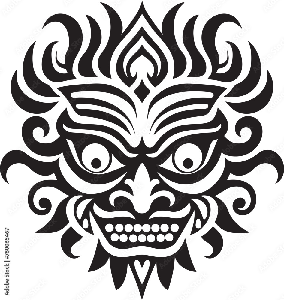 Island Majesty: Bali Mask Vector Logo Design Timeless Treasures: Traditional Bali Mask Icon