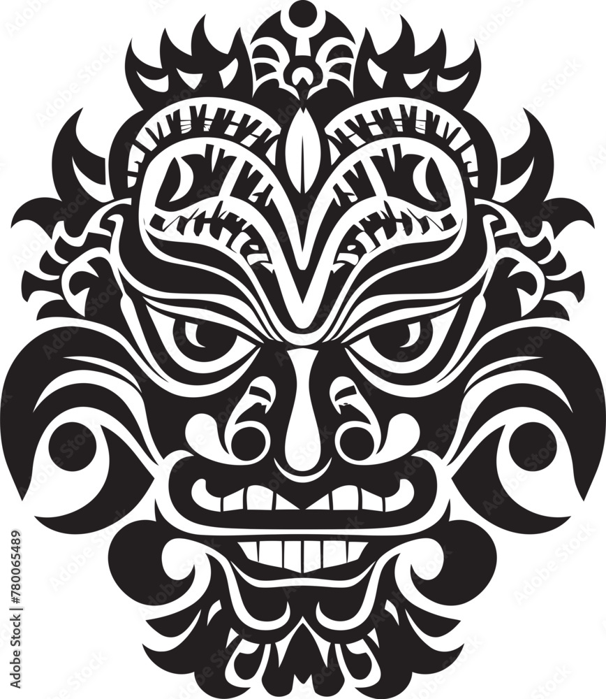 Bali Beauty: Traditional Mask Vector Logo Island Icons: Balinese Mask Icon Design