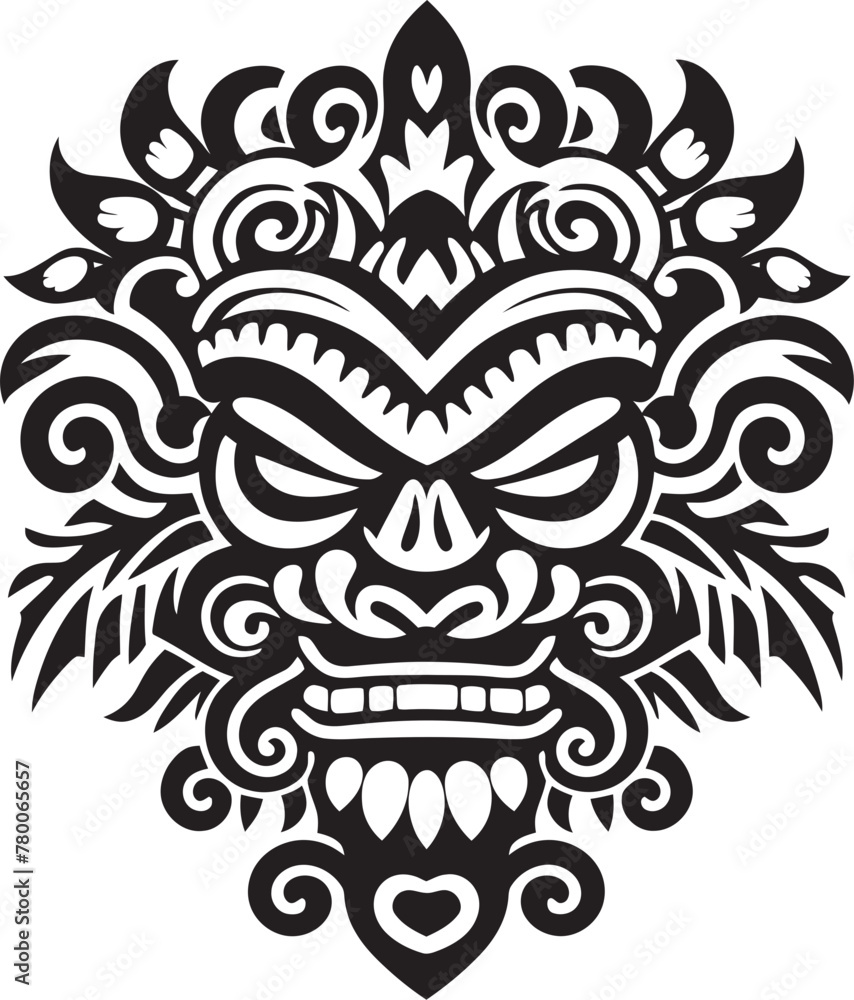 Ethereal Essence: Traditional Bali Mask Emblem Design Sacred Symbols: Bali Mask Vector Logo Graphics