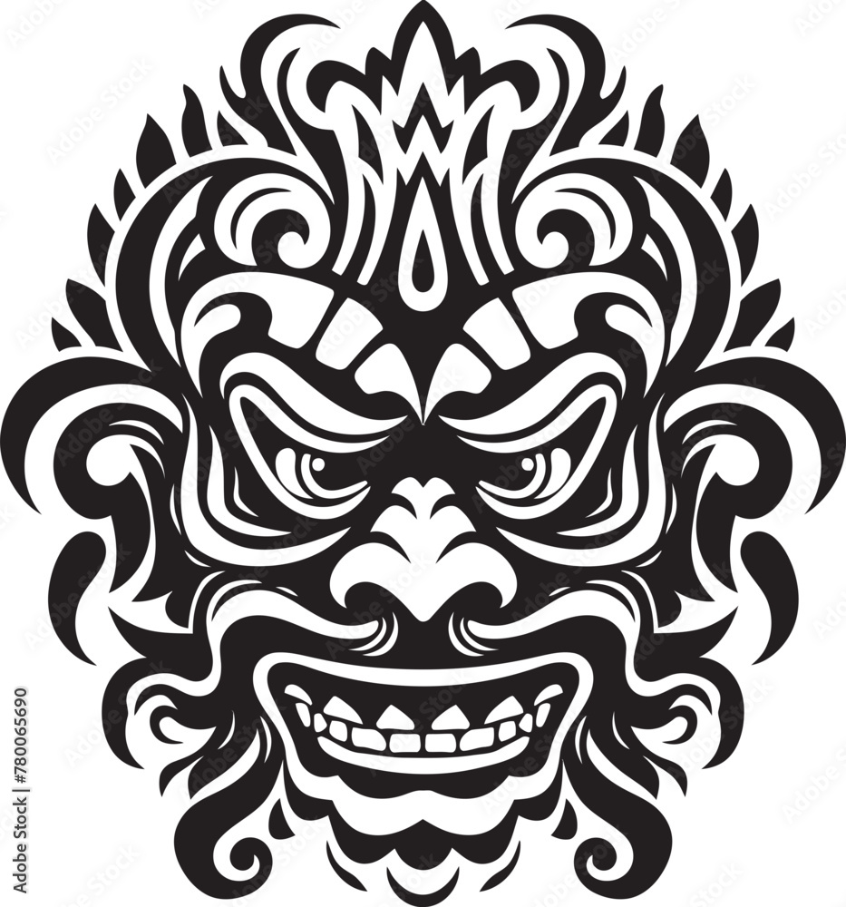 Spiritual Serenade: Traditional Bali Mask Emblem Graphics Ethereal Enchantment: Bali Mask Vector Logo