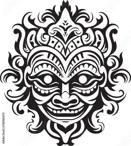 Tribal Treasures: Bali Mask Icon Graphics Cultural Captivation: Traditional Bali Mask Emblem Graphics