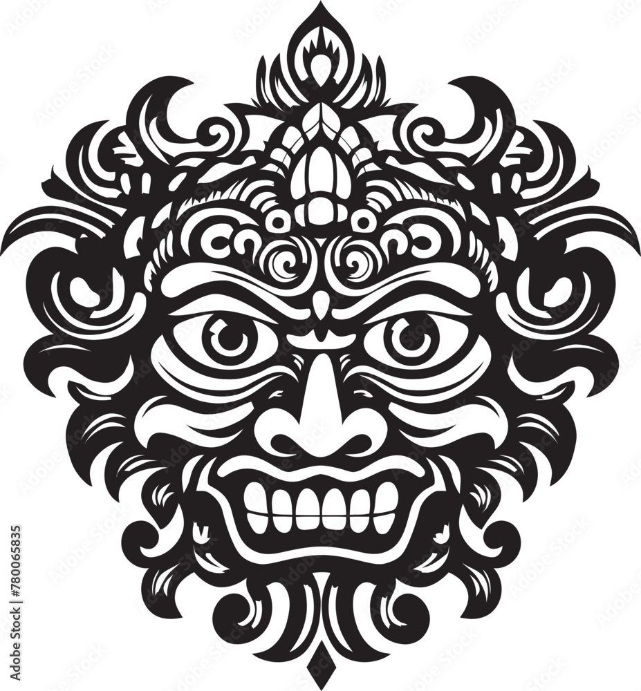 Island Impressions: Bali Mask Vector Emblem Timeless Totems: Traditional Bali Mask Icon Design