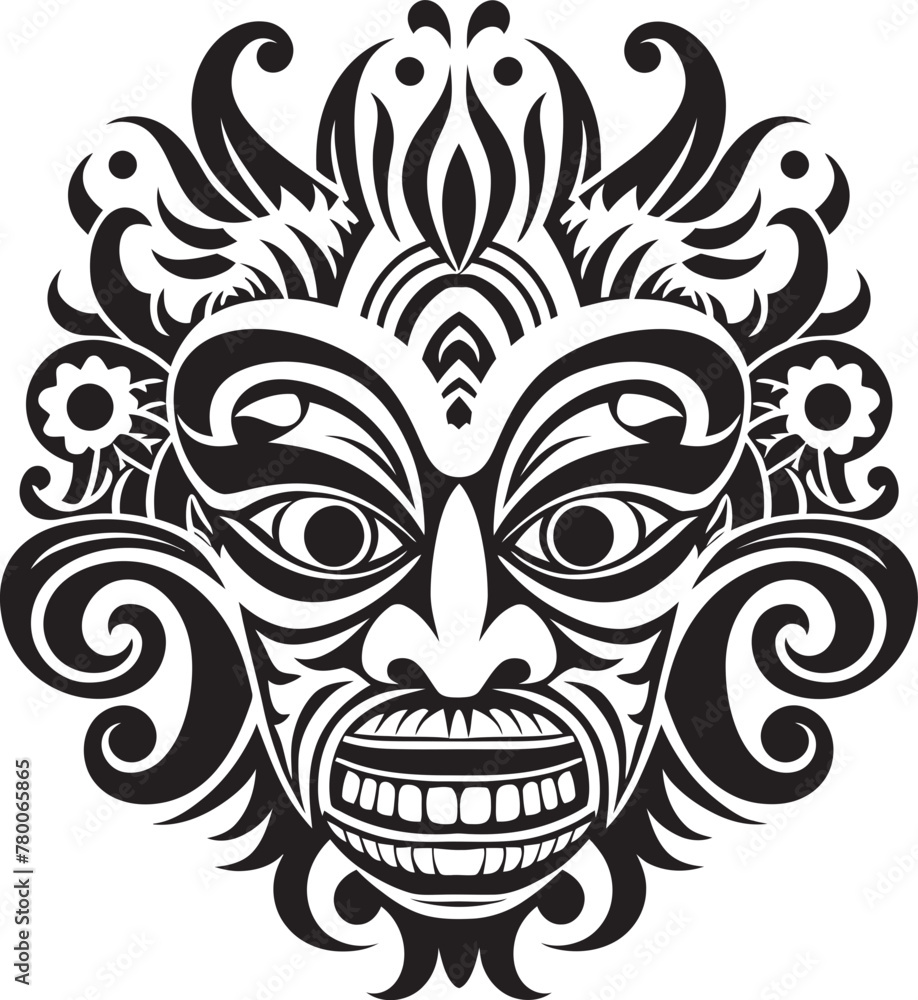 Ethereal Essence: Traditional Bali Mask Icon Design Sacred Symbols: Bali Mask Emblem Logo
