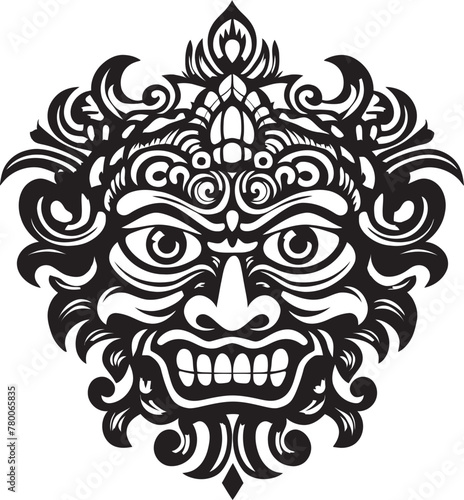 Island Impressions  Bali Mask Vector Emblem Timeless Totems  Traditional Bali Mask Icon Design