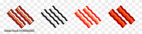 Bacon strips - Stock Vector, Vector icons of fried bacon strips, bacon strips of varying degrees of doneness, meat eps10