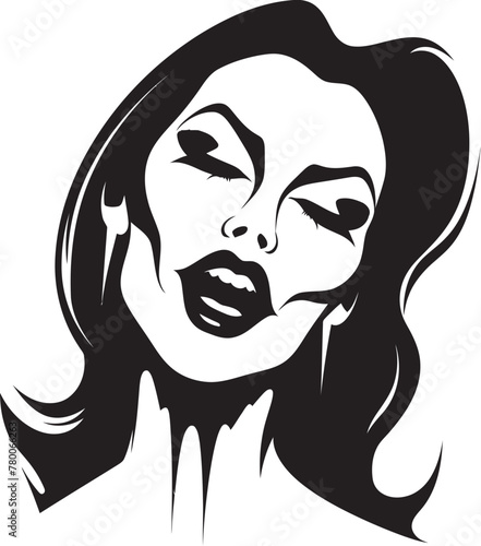 Veiled Vamp: Woman Vampire Icon Graphics Mystical Muse: Vector Logo of Veiled Vampire Face photo