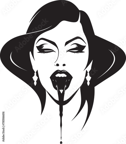 Ethereal Essence: Ephemeral Vampire Face Icon Gothic Grace: Elegant Vector Logo Design photo