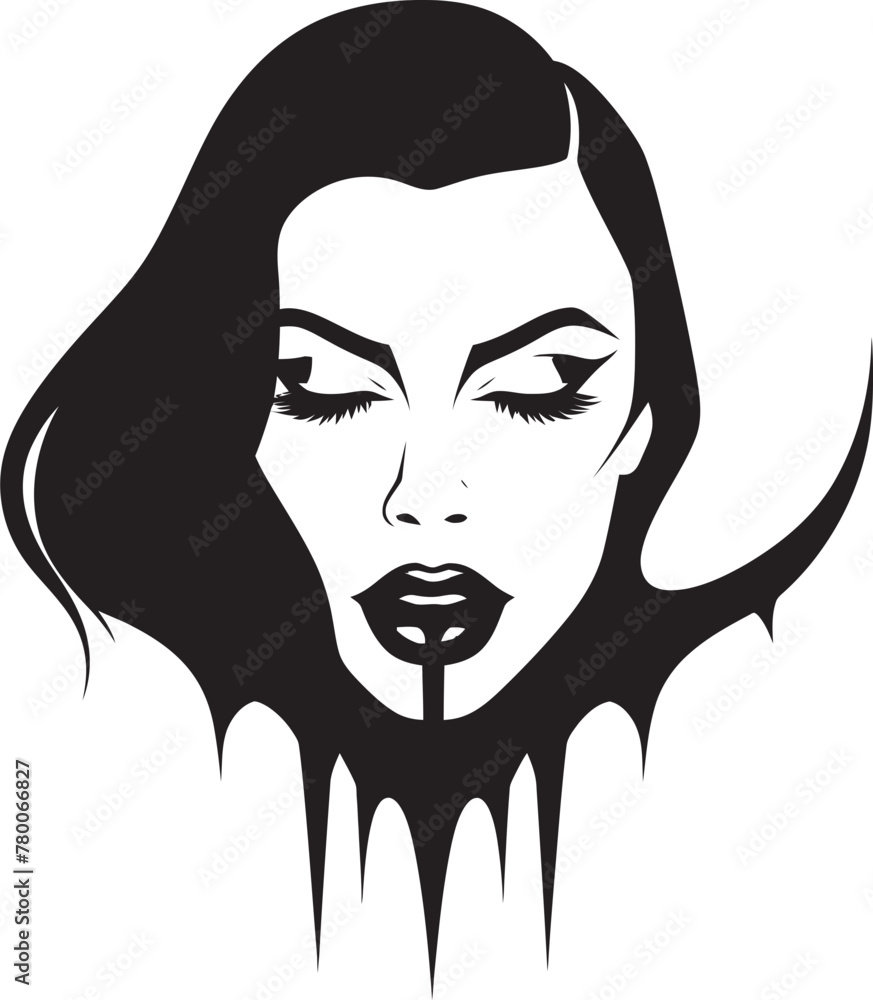 Enigmatic Elegance: Vector Logo of Woman Vampire's Visage Twilight Beauty: Woman Vampire Face Emblem Graphics Enigmatic Elegance: Vector Logo of Woman Vampire's Visage Twilight Beauty: Woman Vampire Face Emblem Graphics