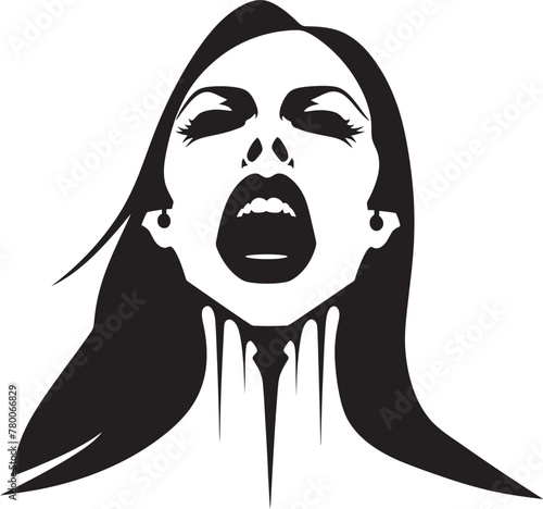 Mysterious Muse Mystic: Vector Logo of Femme Vampire's Visage Veiled Vamp: Woman Vampire Face Emblem Graphics photo