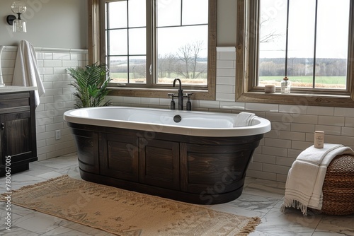 Spacious Bathroom With Large Tub and Sink