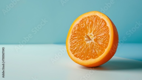 Close-up of a sliced fresh orange with juicy pulp and vibrant coloring suitable for healthy eating and nutrition