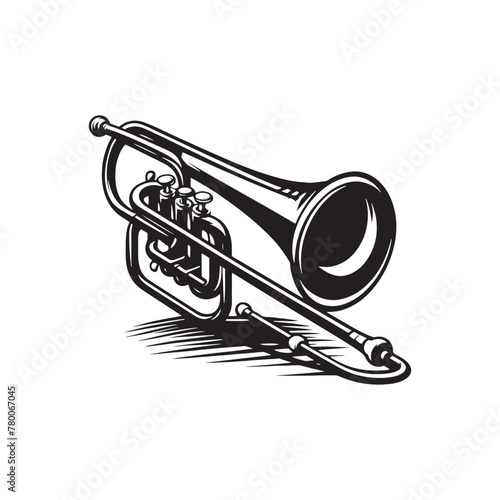 Brass Ensemble: Dynamic Trombone Silhouette, Enhanced with Sleek Vector Design and Illustration, Trombone Illustration - Minimallest Trombone Vector
